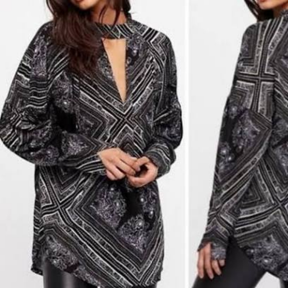 Free People Walking On A Dream Tunic in Black Combo - Picture 3 of 11